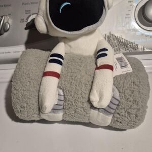 Plush Astronaut with Gray Blanket